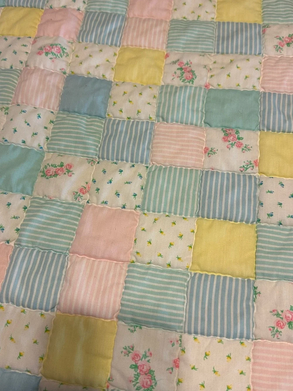 Pastel Patchwork Baby Quilt - Multi Pastel Color crib blanket